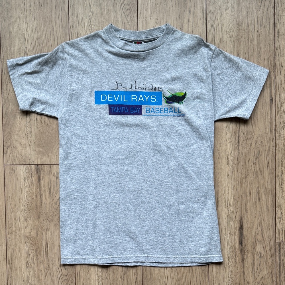 Vintage Tampa Bay Devil Rays Y2K MLB T-Shirt Gray Signed Miguel Cairo Men’s M